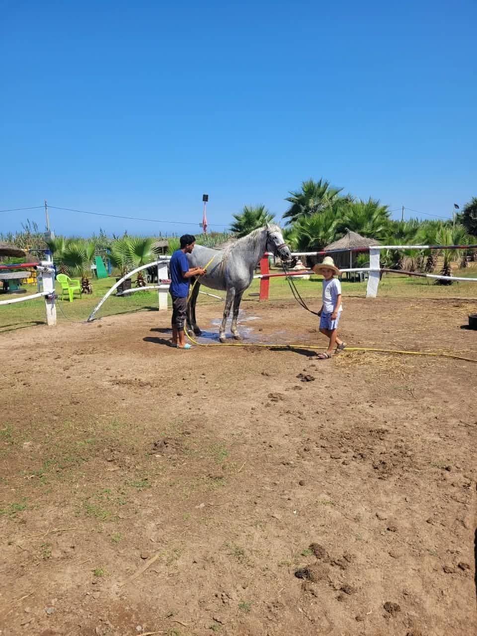 Cavaliers et cheval blanc dans le circuit de Bahate Nakhil